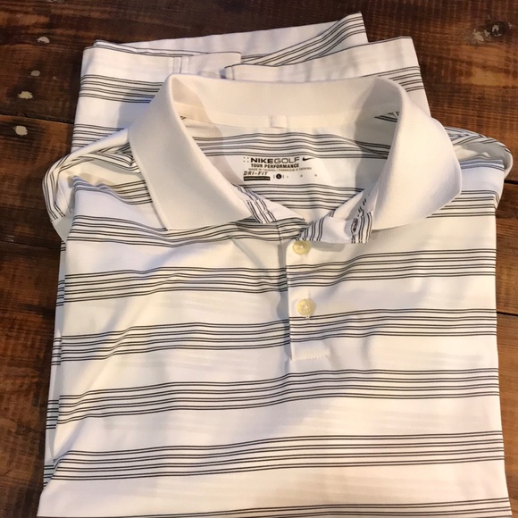 NWOT men’s black and white striped Nike golf polo - Picture 6 of 6